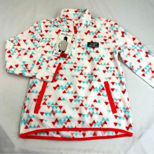 Eddie Bauer Youth Quest Fleece 1/4-Zip Pullover Size Medium 10 / 12 Pink Teal